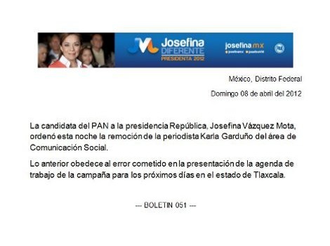 Remueve JVM a su coordinadora de prensa de campaña tras error